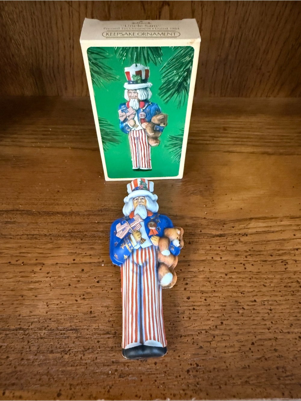 Hallmark Red White Blue Uncle Sam Teddy Bear Ornament